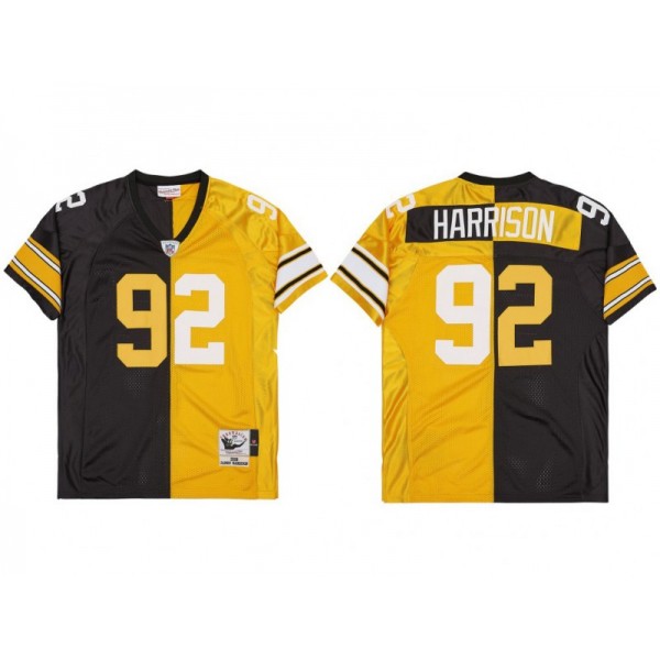 Pittsburgh Steelers #92 James Harrison Black/Gold 2008 Split Throwback Jersey