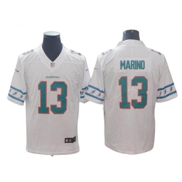 Miami Dolphins #13 Dan Marino White Team Logos Fashion Limited Jersey