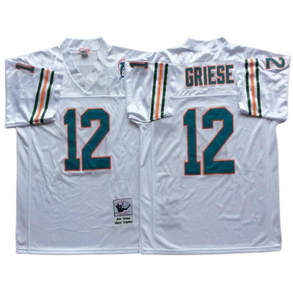 Miami Dolphins #12 Bob Griese Throwback White Jersey