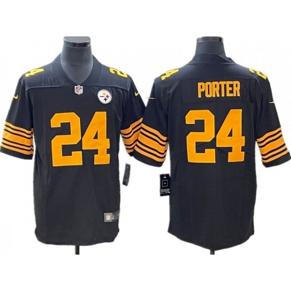 Pittsburgh Steelers #24 Joey Porter Jr. Black Color Rush Limited Jersey