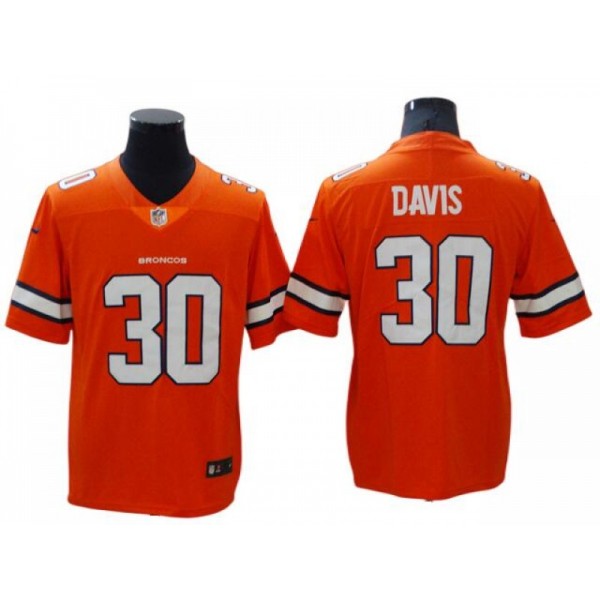 Denver Broncos #30 Terrell Davis Orange Color Rush Limited Jersey