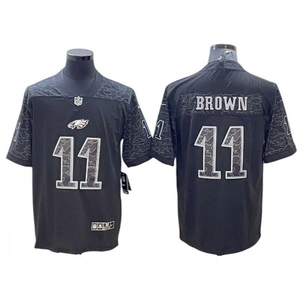 Philadelphia Eagles #11 A.J. Brown Black RFLCTV Limited Jersey