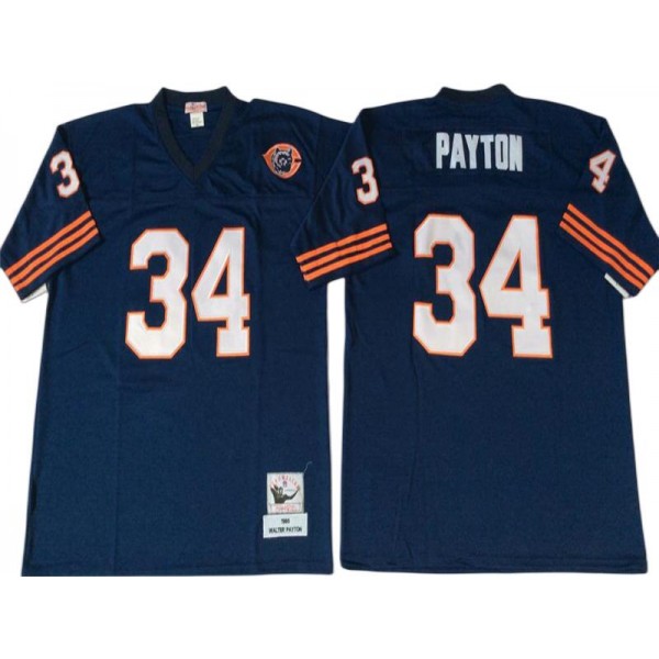 Chicago Bears #34 Walter Payton Throwback Navy Jersey