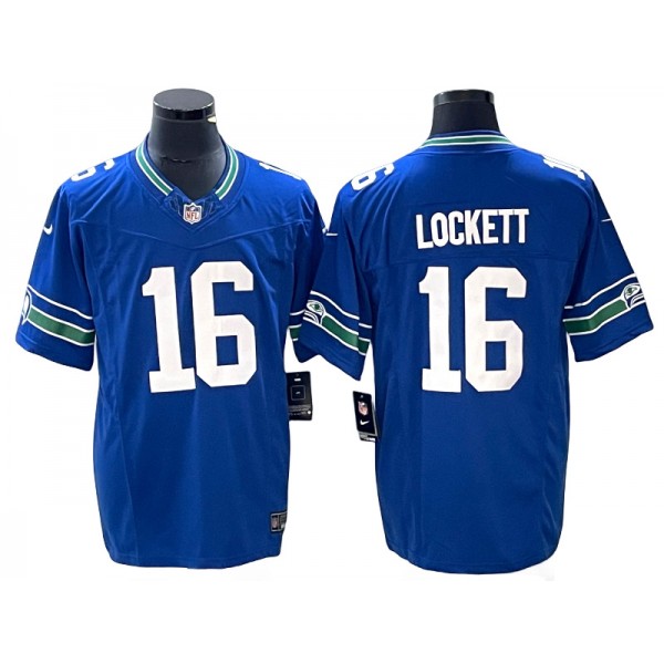 Seattle Seahawks #16 Tyler Lockett Royal Throwback Vapor F.U.S.E. Limited Jersey