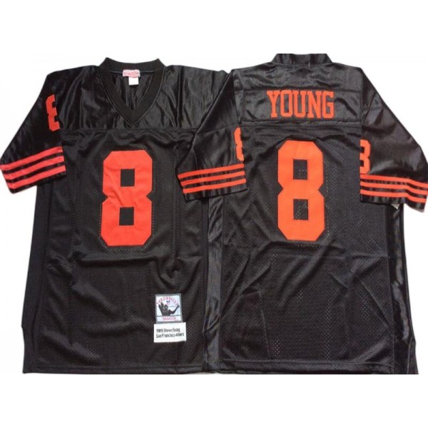 San Francisco 49ers #8 Steve Young Black 1990 Throwback Jersey