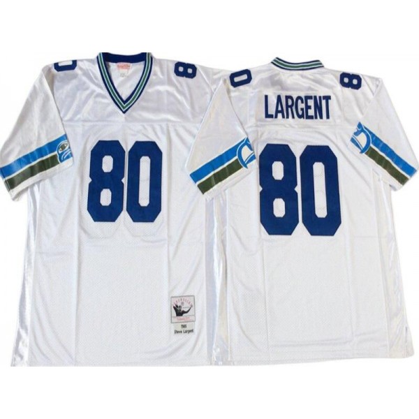 Seattle Seahawks #80 Steve Largent Throwback White Jersey