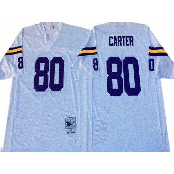 Minnesota Vikings #80 Cris Carter Throwback White Jersey