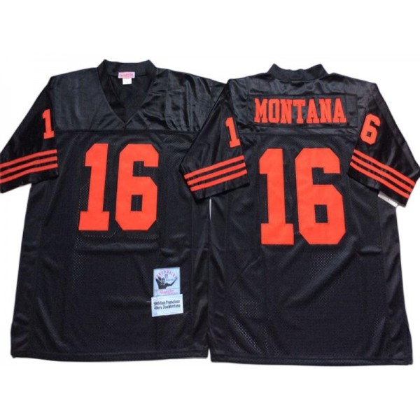 San Francisco 49ers #16 Joe Montana Black 1990 Throwback Jersey