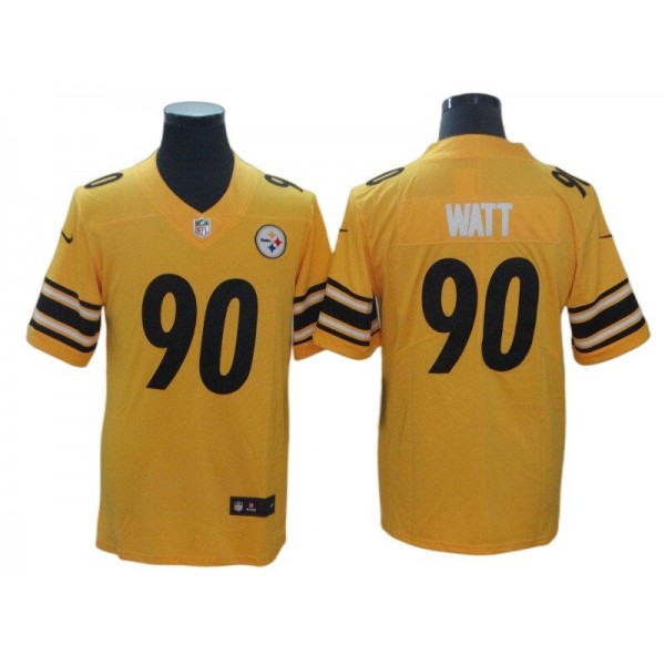 Pittsburgh Steelers #90 T.J. Watt Gold Inverted Color Rush Custom Jersey