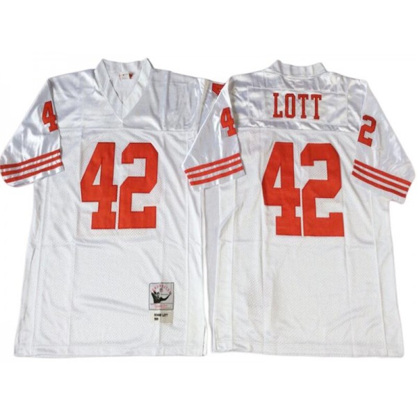 San Francisco 49ers #42 Ronnie Lott White 1990 Throwback Jersey