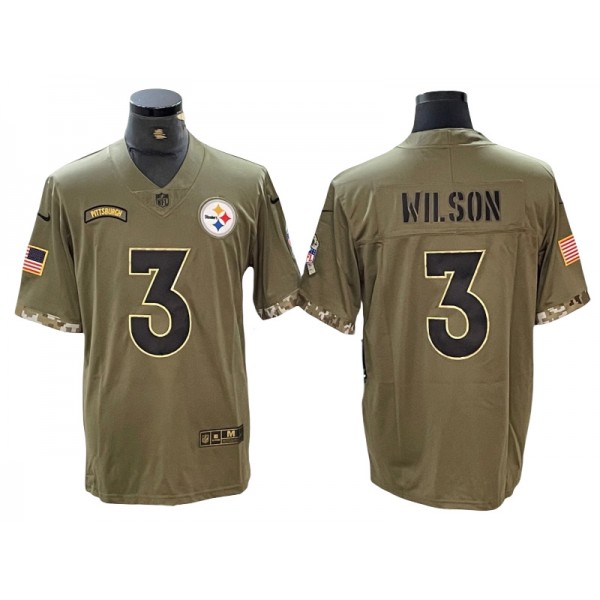 Pittsburgh Steelers #3 Russell Wilson 2022 Olive Salute To Service Limited Jersey