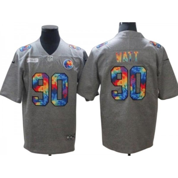 Pittsburgh Steelers #90 T.J. Watt Grey Rainbow Vapor Limited Jersey