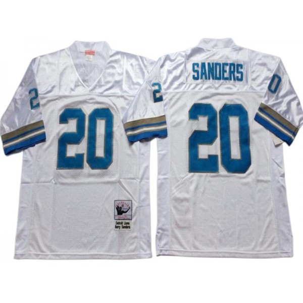 Detroit Lions #20 Barry Sanders 1996 Throwback White Jersey