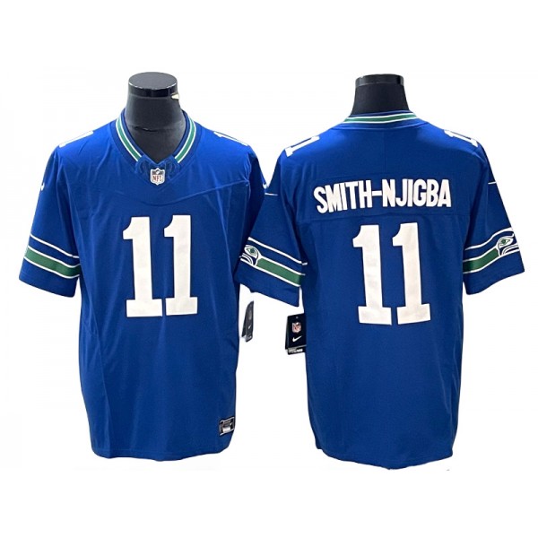 Seattle Seahawks #11 Jaxon Smith-Njigba Royal Throwback Vapor F.U.S.E. Limited Jersey