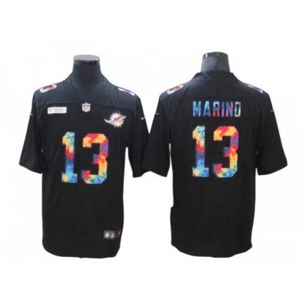 Miami Dolphins #13 Dan Marino Black Rainbow Vapor Limited Jersey