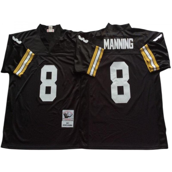 New Orleans Saints #8 Archie Manning 1971 Throwback Black Jersey