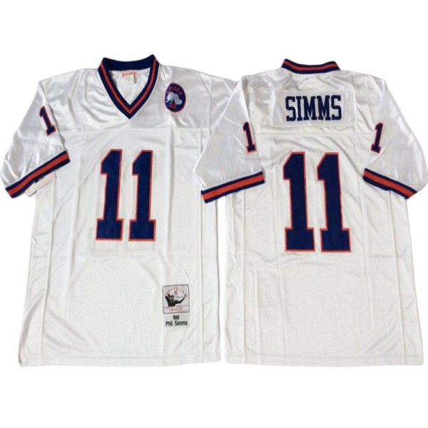 New York Giants #11 Phil Simms 1986 Throwback White Jersey