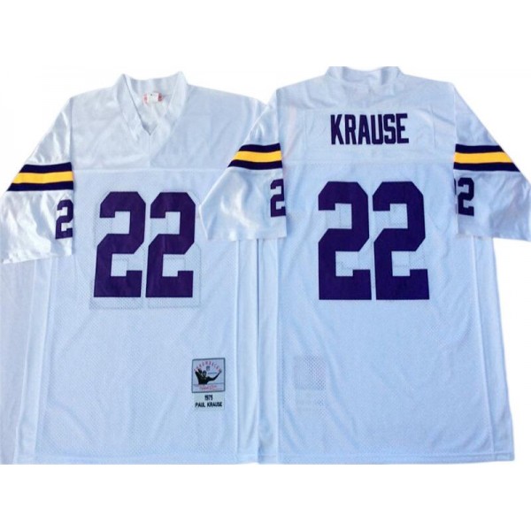 Minnesota Vikings #22 Paul Krause 1975 Throwback White Jersey