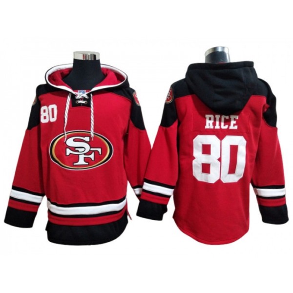 San Francisco 49ers #80 Jerry Rice Red Hoodie Jersey