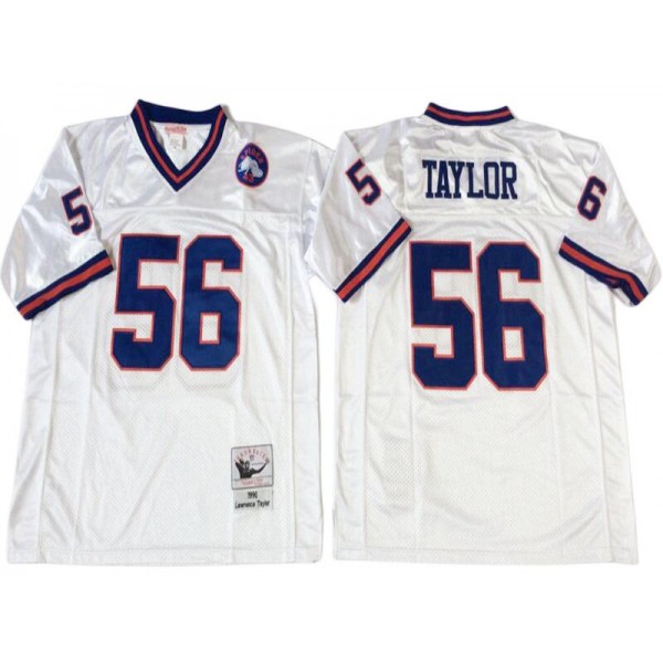 New York Giants #56 Lawrence Taylor 1986 Throwback White Jersey