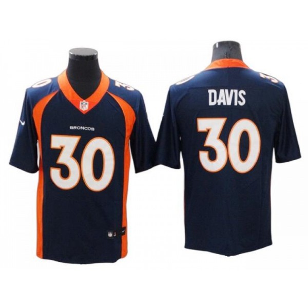 Denver Broncos #30 Terrell Davis Navy Vapor Limited Jersey