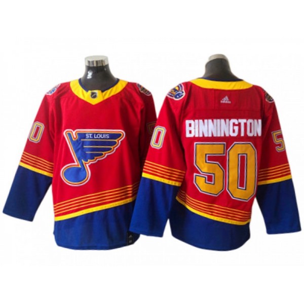 St. Louis Blues #50 Jordan Binnington Red 2020/21 Reverse Retro Jersey