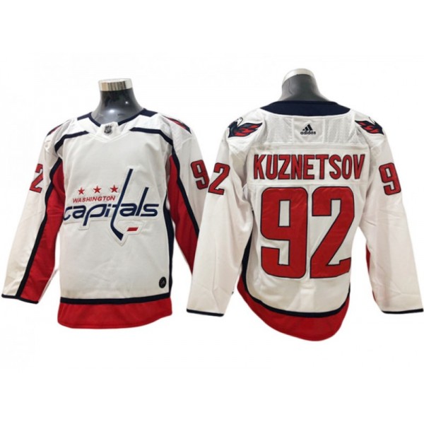 Washington Capitals #92 Evgeny Kuznetsov White Away Jersey