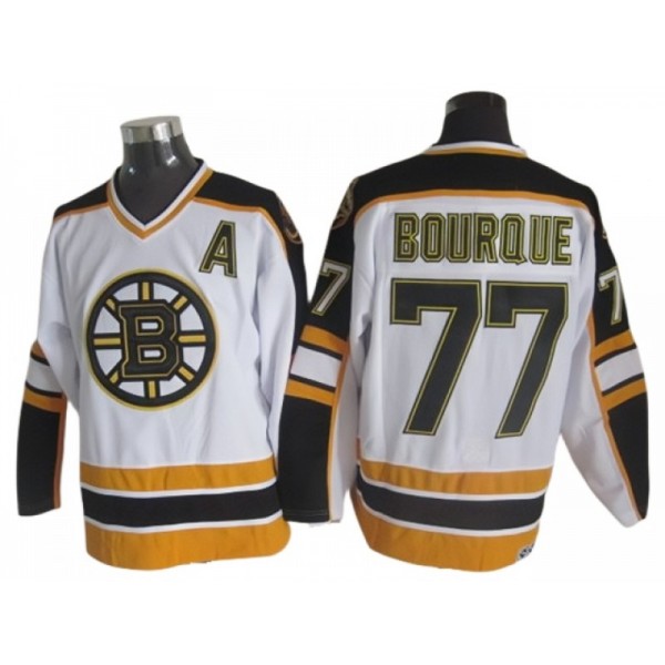 Boston Bruins #77 Ray Bourque White 2000's Vintage CCM Jersey