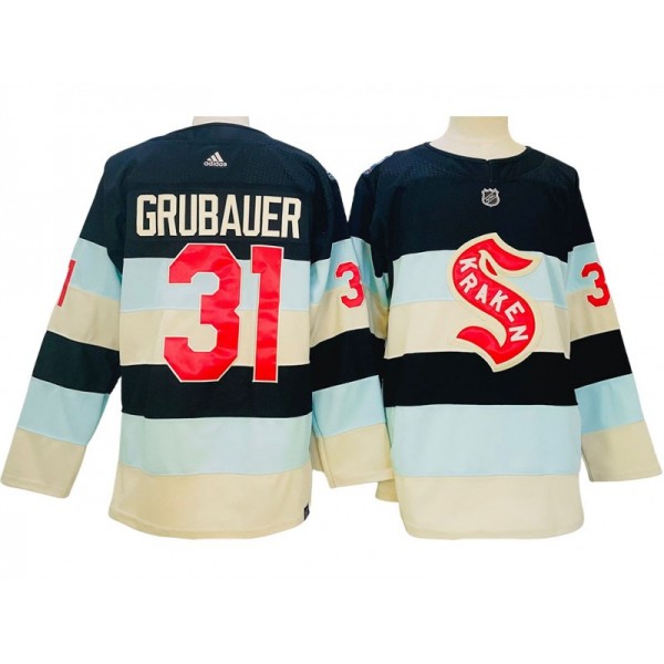 Seattle Kraken #31 Philipp Grubauer Blue 2024 Winter Classic Jersey