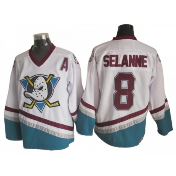 Anaheim Mighty Ducks #8 Teemu Selanne White 1997 Vintage CCM Jersey