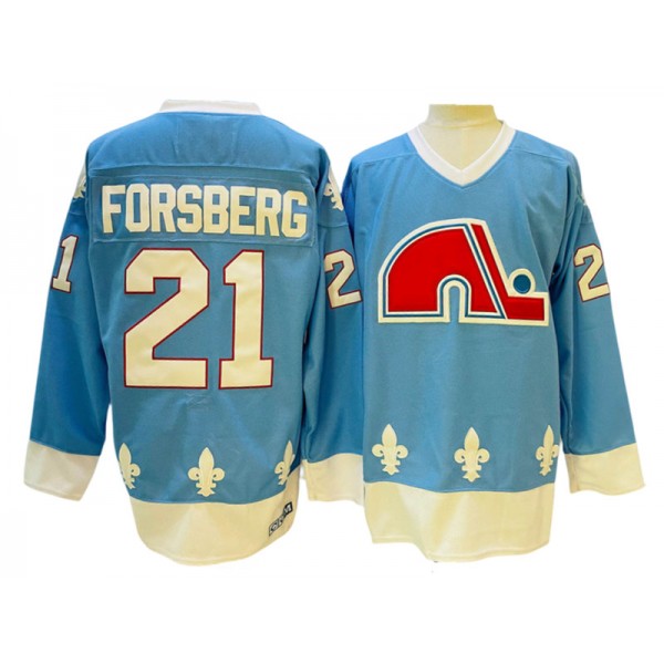 Quebec Nordiques #21 Peter Forsberg Light Blue Vintage CCM Jersey