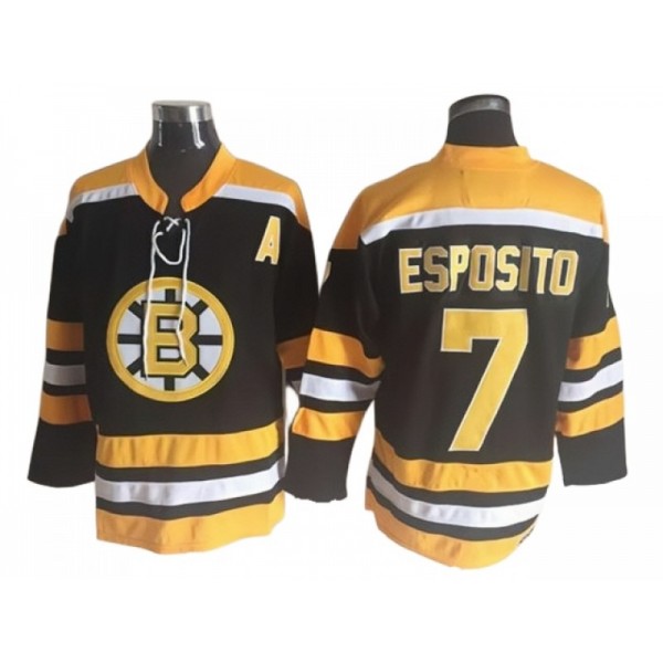 Boston Bruins #7 Phil Esposito Black Vintage CCM Jersey