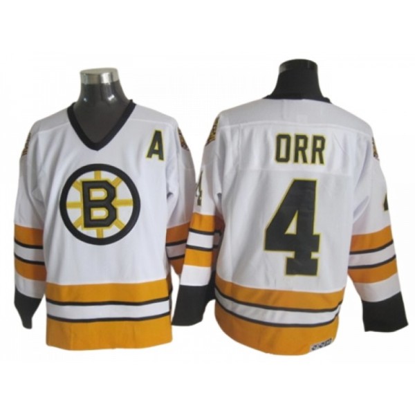 Boston Bruins #4 Bobby Orr White 1970's Vintage CCM Jersey