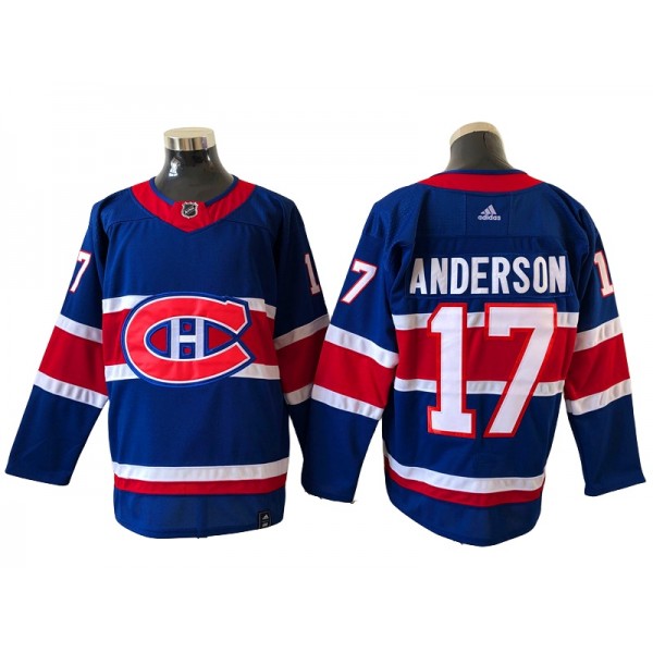 Montreal Canadiens #17 Josh Anderson Blue 2020/21 Reverse Retro Jersey