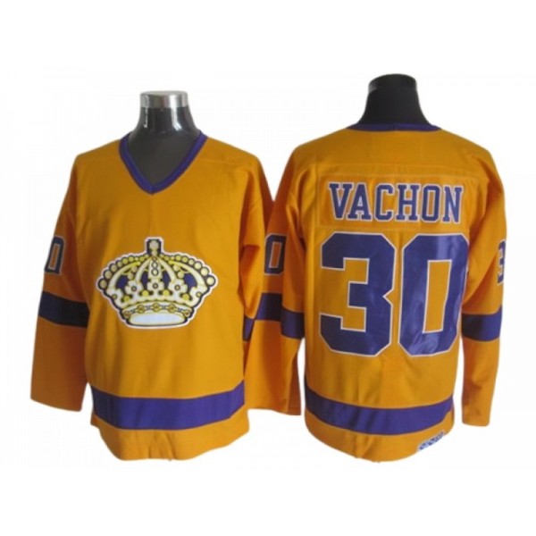 Los Angeles Kings #30 Rogie Vachon Yellow 1970 Vintage CCM Jersey