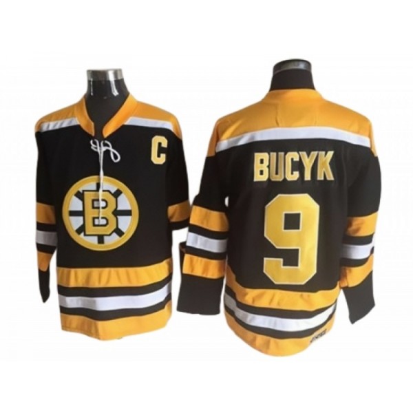 Boston Bruins #9 Johnny Bucyk Black Vintage CCM Jersey