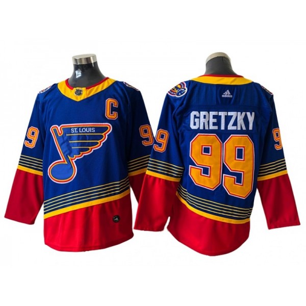 St. Louis Blues #99 Wayne Gretzky Blue-Red Vintage Jersey