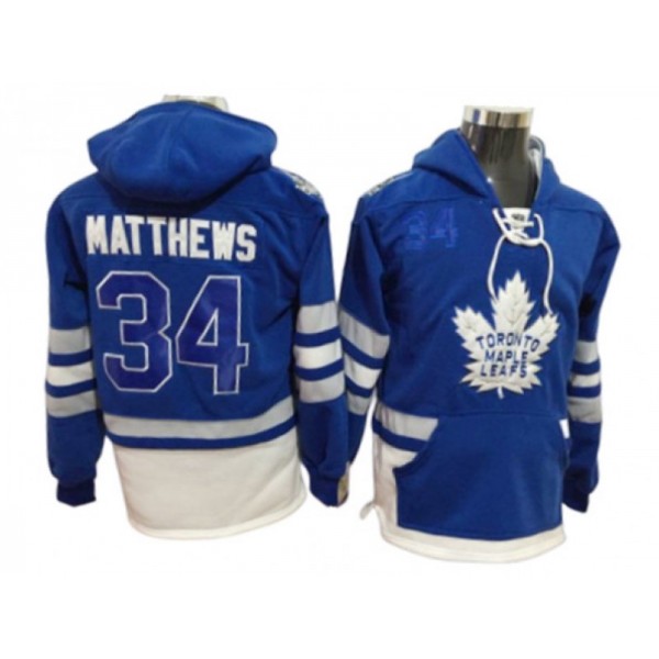 Toronto Maple Leafs #34 Auston Matthews Hoodie Jersey - Blue/White