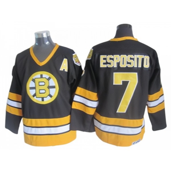 Boston Bruins #7 Phil Esposito Black 1970's Vintage CCM Jersey