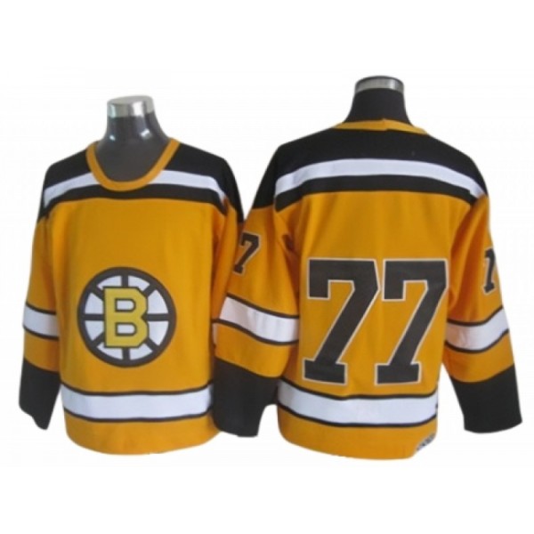 Boston Bruins #77 Ray Bourque Yellow 1960's Vintage CCM Jersey