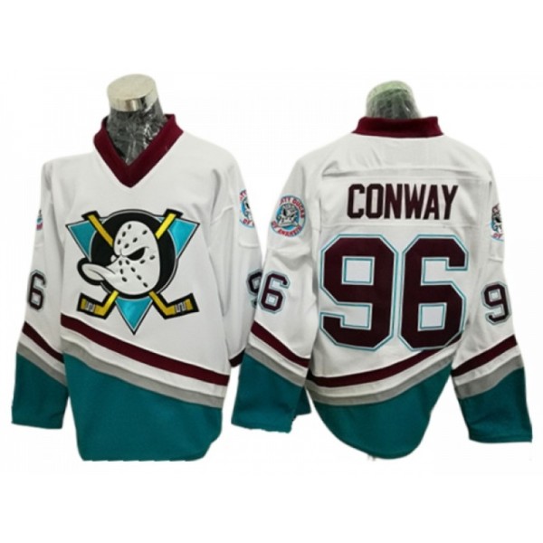 Anaheim Mighty Ducks #96 Charlie Conway White Vintage CCM Jersey