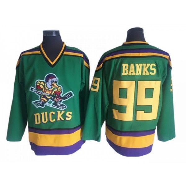 The Mighty Ducks #99 Adam Banks CCM Green Hockey Movie Jersey