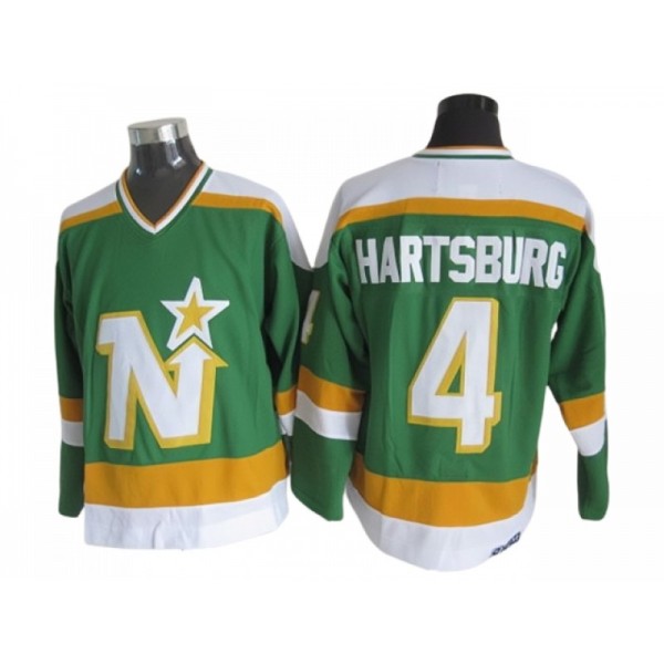 Minnesota North Stars #4 Craig Hartsburg 1980's CCM Vintage Green Jersey