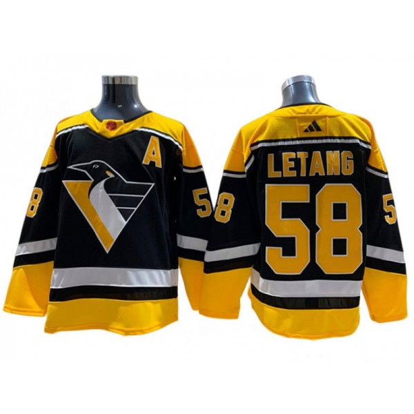 Pittsburgh Penguins #58 Kris Letang Black Reverse Retro 2.0 Jersey