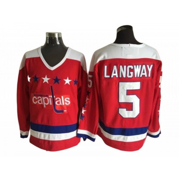 Washington Capitals #5 Rod Langway Red 1980 Vintage CCM Jersey