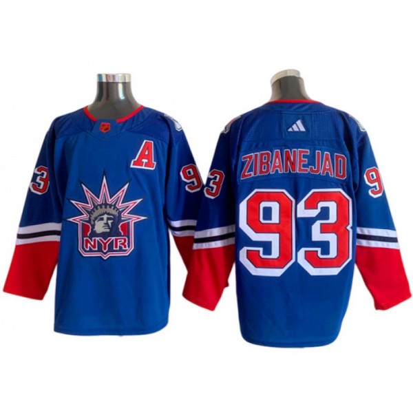 New York Rangers #93 Mika Zibanejad Royal Reverse Retro 2.0 Jersey