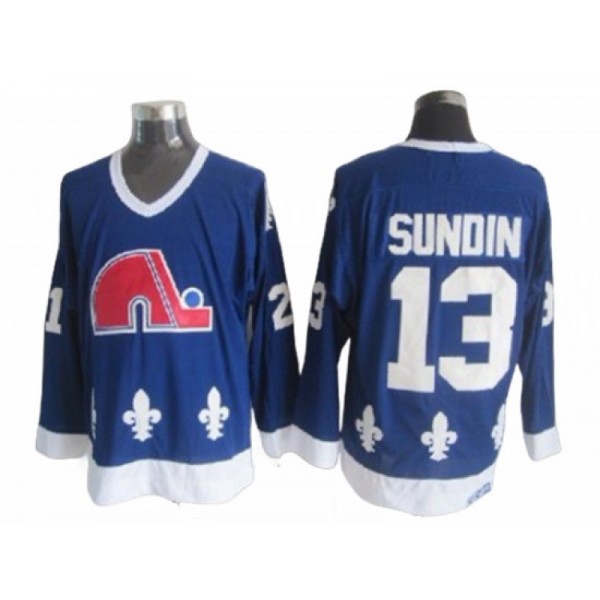 Quebec Nordiques #13 Mats Sundin Blue Vintage CCM Jersey