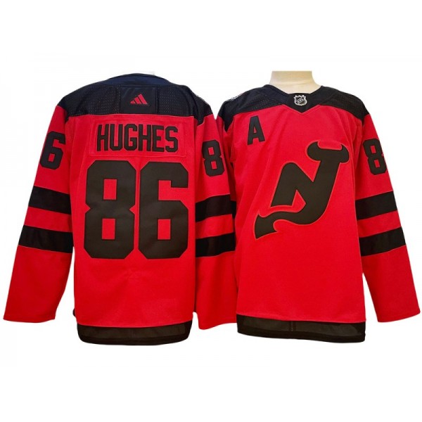 New Jersey Devils #86 Jack Hughes Red 2024 Stadium Series Jersey