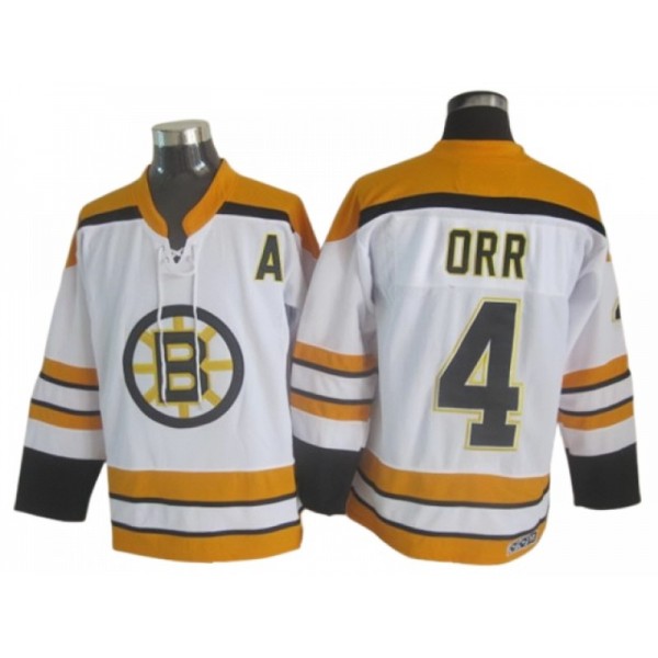 Boston Bruins #4 Bobby Orr White Vintage CCM Jersey