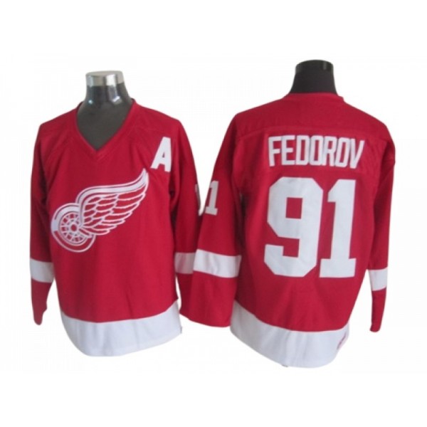 Detroit Red Wings #91 Sergei Fedorov Red 2002 Vintage CCM Jersey